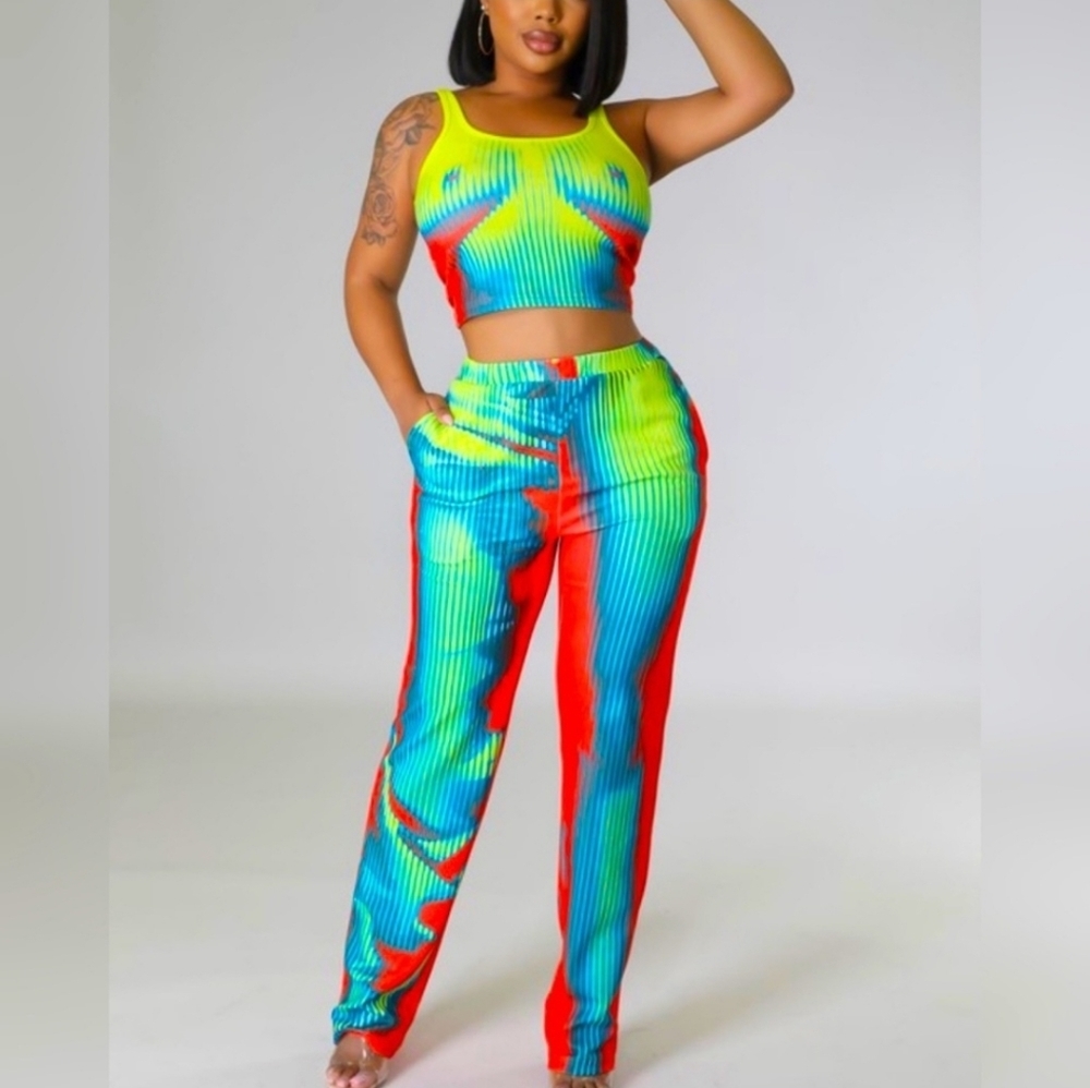 Nichole Lynel Multicolor Tank Top And Pants Set